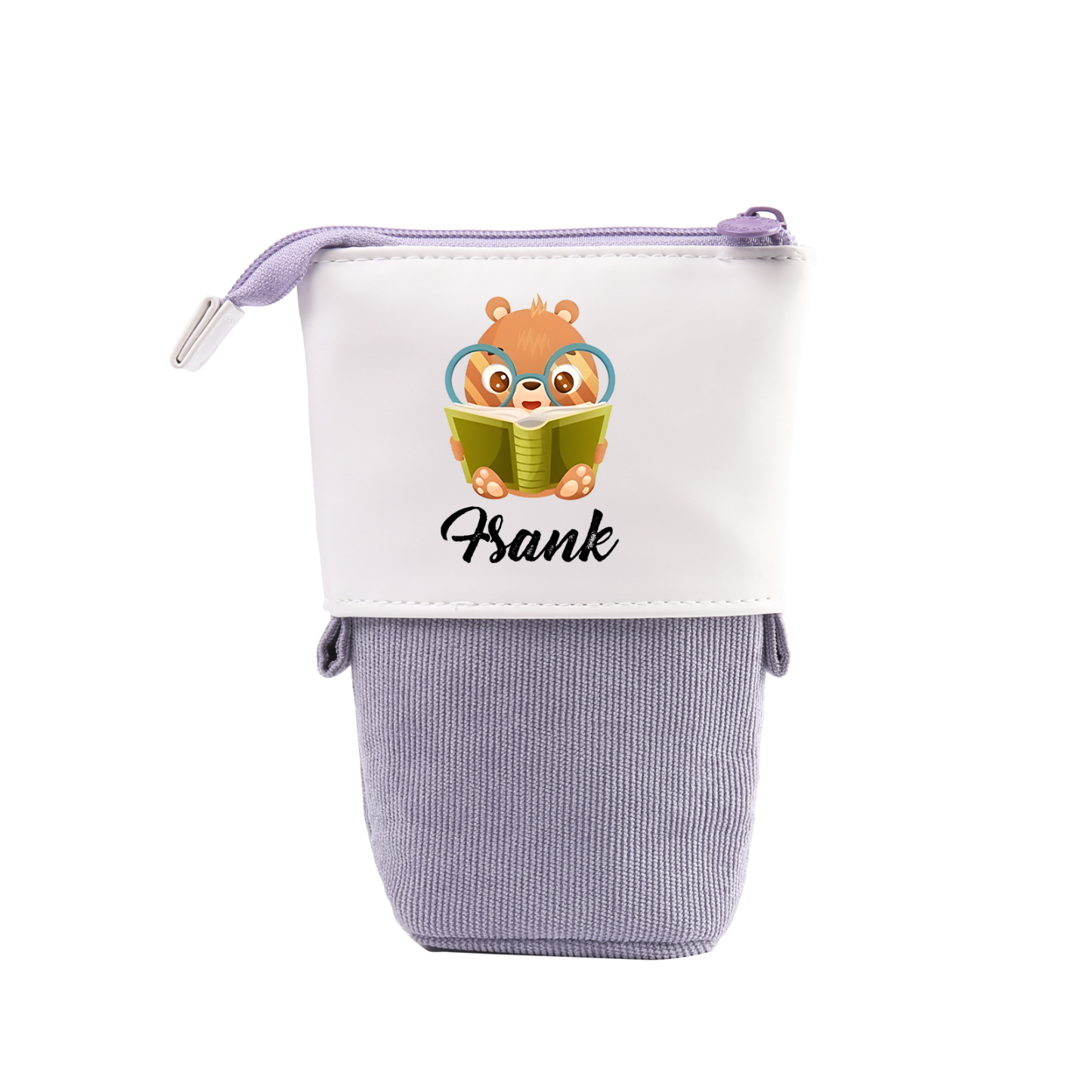 Estuche personalizado con nombre con diseños coloridos de animales para niños