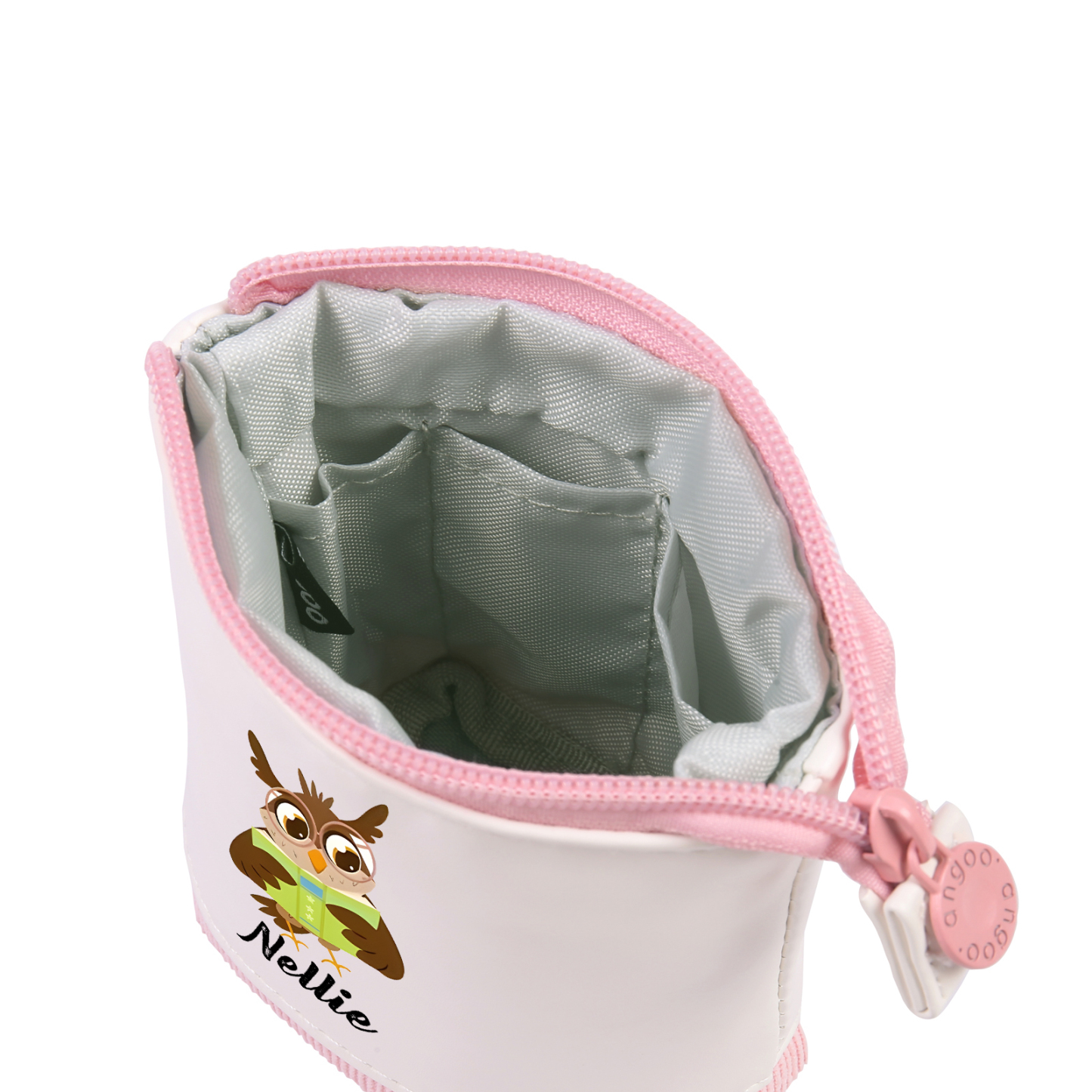 Estuche personalizado con nombre con diseños coloridos de animales para niños