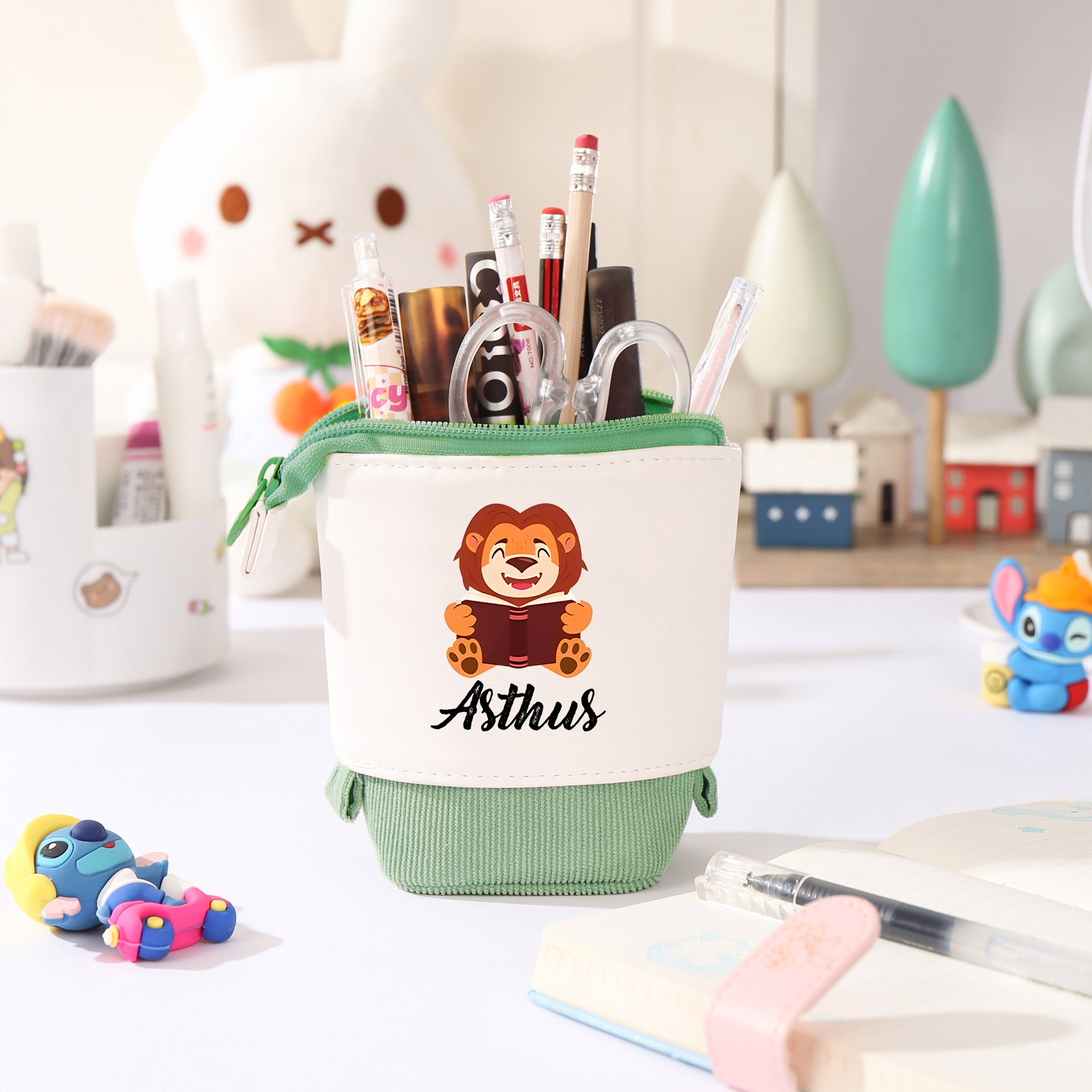 Estuche personalizado con nombre y número con diseños coloridos de dep