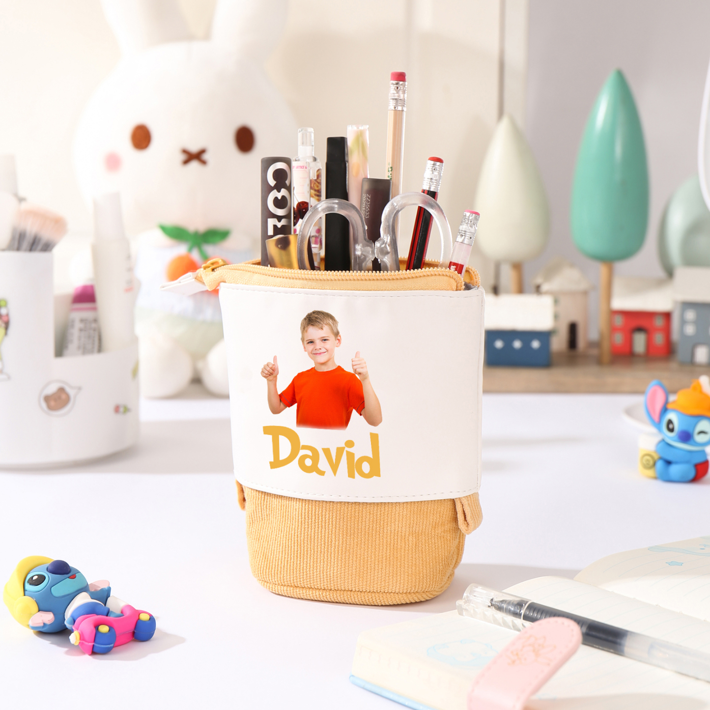 Estuche personalizado con nombre y foto con diseños coloridos para niño