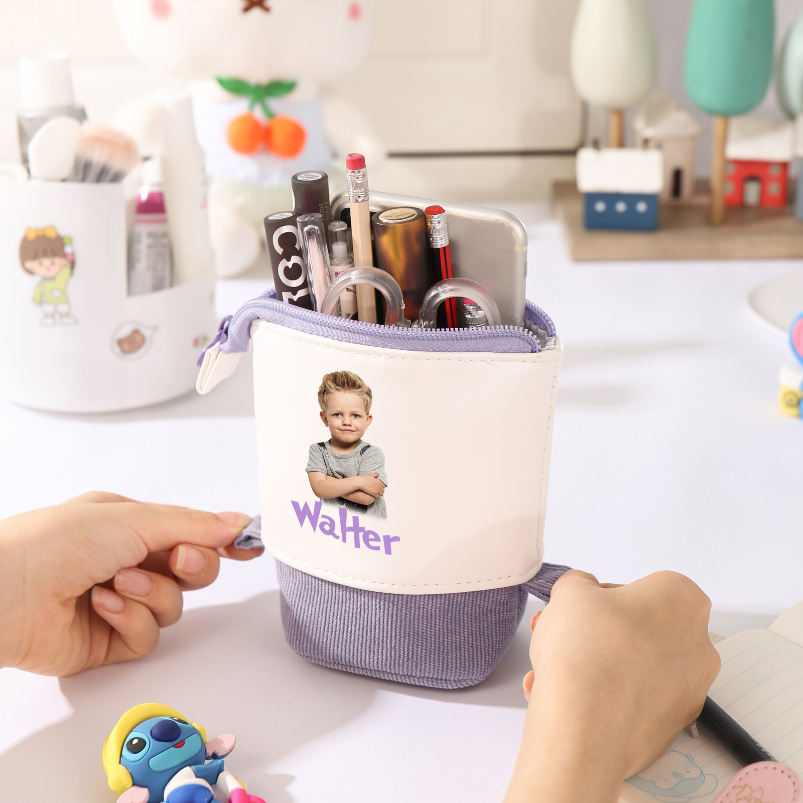 Estuche personalizado con nombre y foto con diseños coloridos para niño