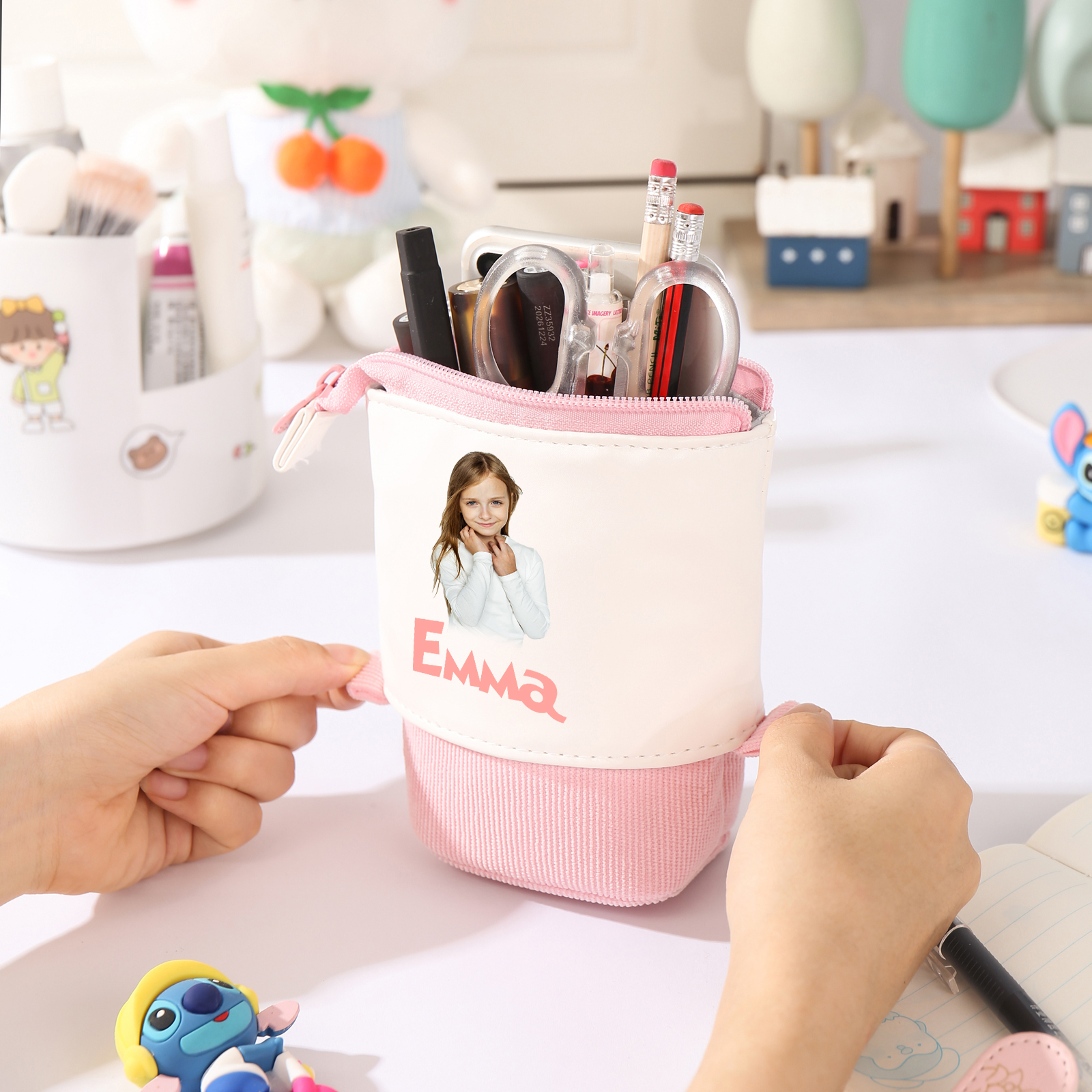 Estuche personalizado con nombre y foto con diseños coloridos para niño