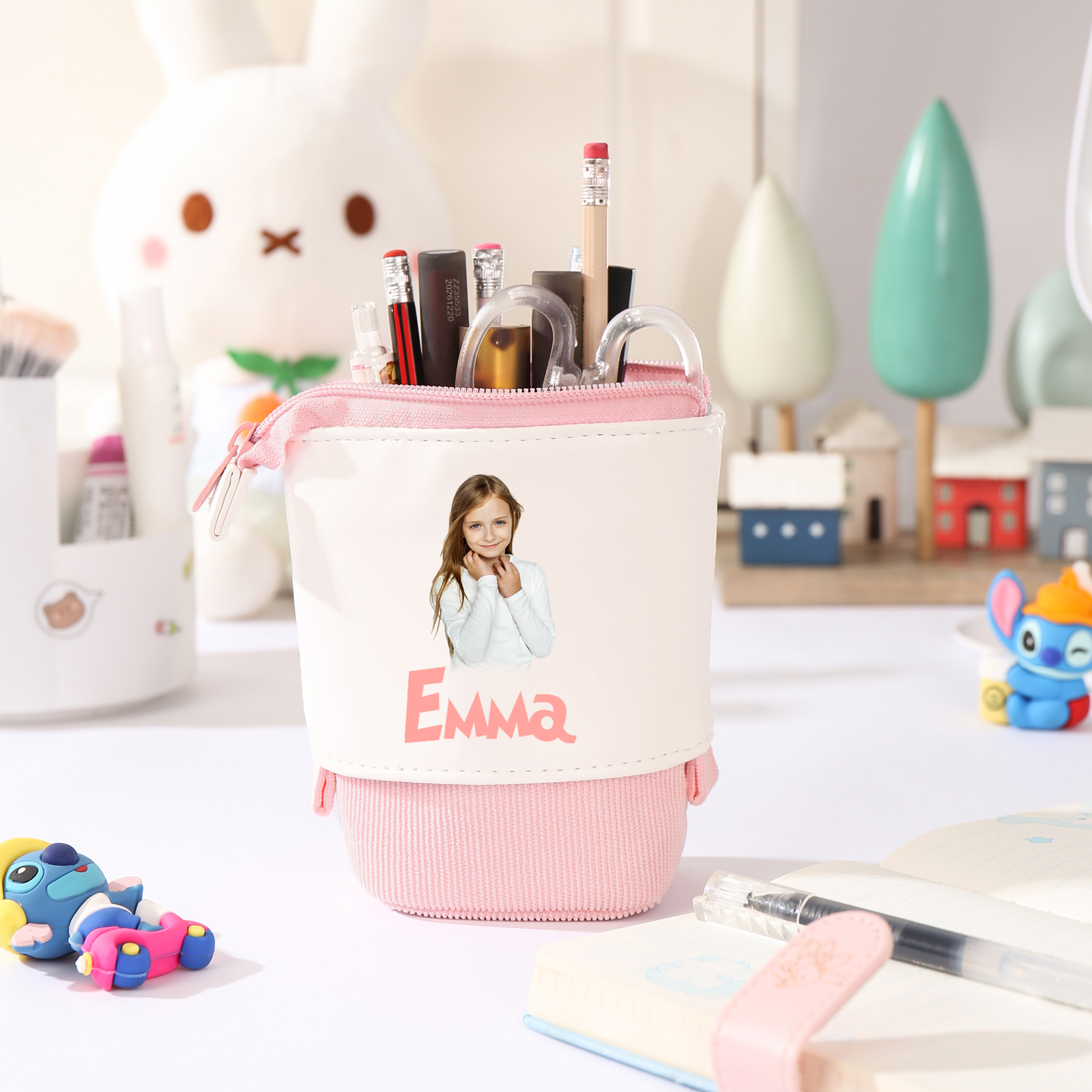 Estuche personalizado con nombre y foto con diseños coloridos para niño