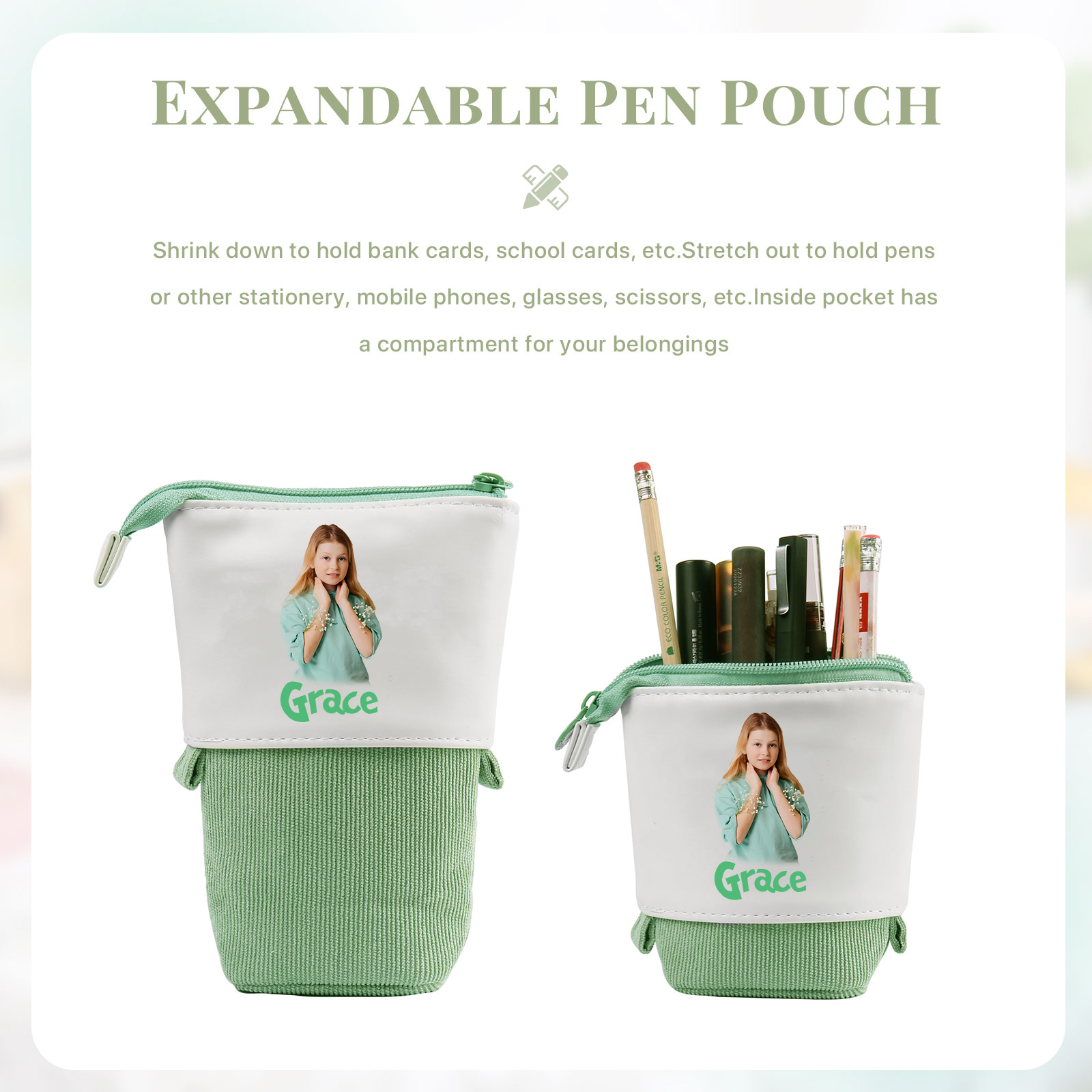 Estuche personalizado con nombre y foto con diseños coloridos para niño