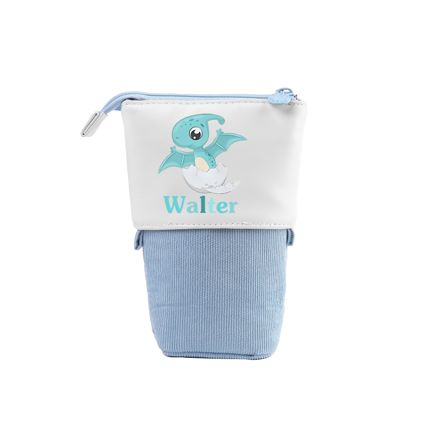 Estuche personalizado con nombre con diseños coloridos de dinosaurio para niño