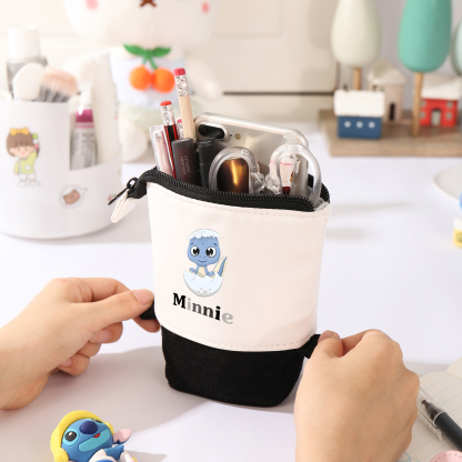 Estuche personalizado con nombre con diseños coloridos de dinosaurio para niño