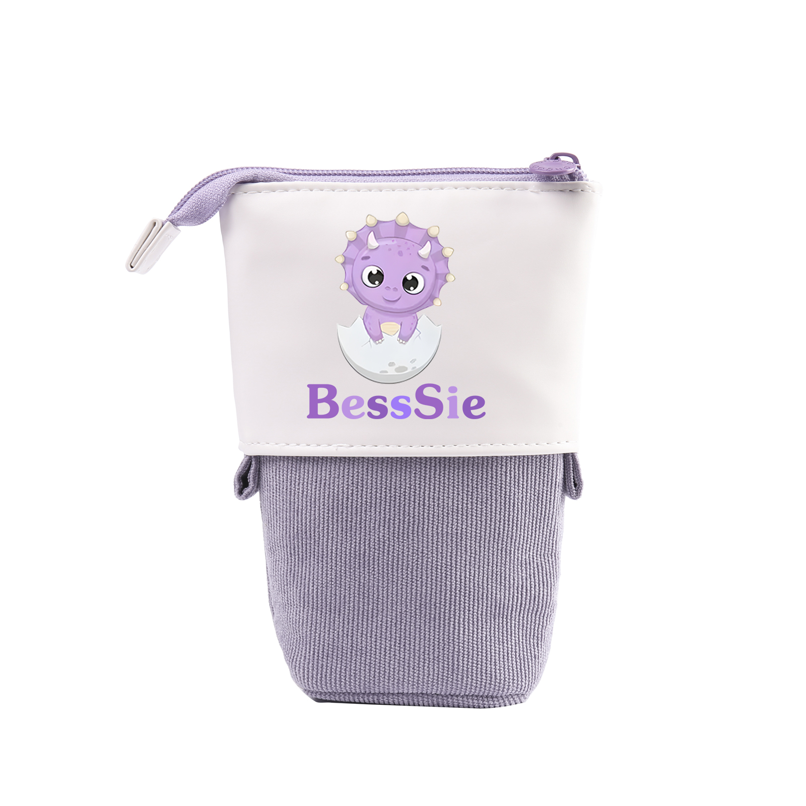 Estuche personalizado con nombre con diseños coloridos de dinosaurio para niño