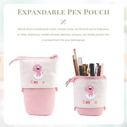 Estuche personalizado con nombre con diseños coloridos de dinosaurio para niño