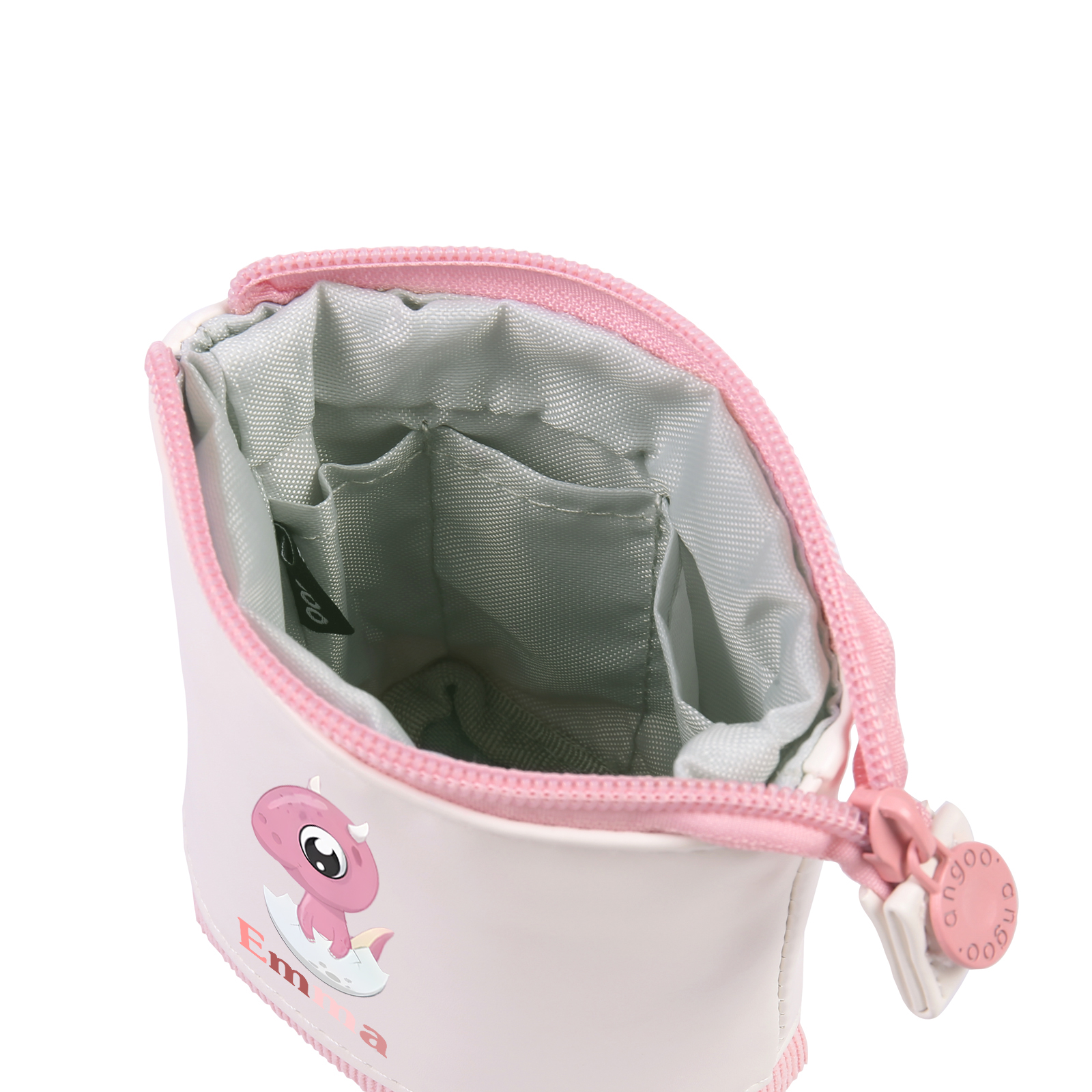 Estuche personalizado con nombre con diseños coloridos de dinosaurio para niño