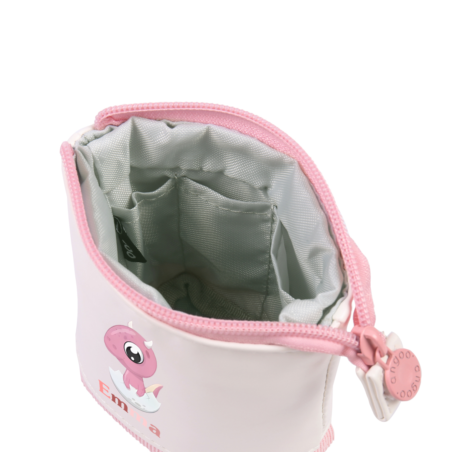 Estuche personalizado con nombre con diseños coloridos de dinosaurio para niño