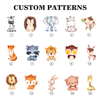 Estuche personalizado con nombre con diseños coloridos de animales para niños