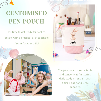 Estuche personalizado con nombre con diseños coloridos de animales para niños