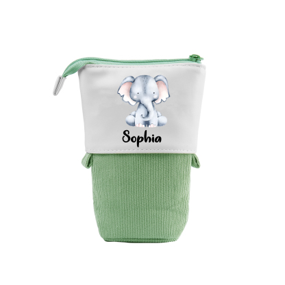 Estuche personalizado con nombre con diseños coloridos de animales para niños