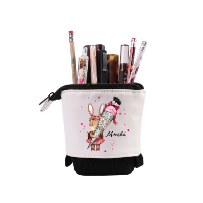 Estuche personalizado con nombre con diseños coloridos de conejo con mochila para niños