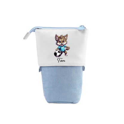 Estuche personalizado con nombre con diseños coloridos de fútbol para niños