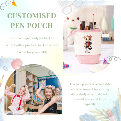 Estuche personalizado con nombre con diseños coloridos de fútbol para niños