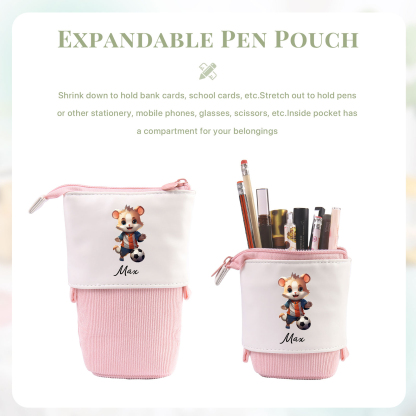 Estuche personalizado con nombre con diseños coloridos de fútbol para niños