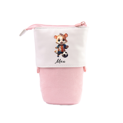 Estuche personalizado con nombre con diseños coloridos de fútbol para niños