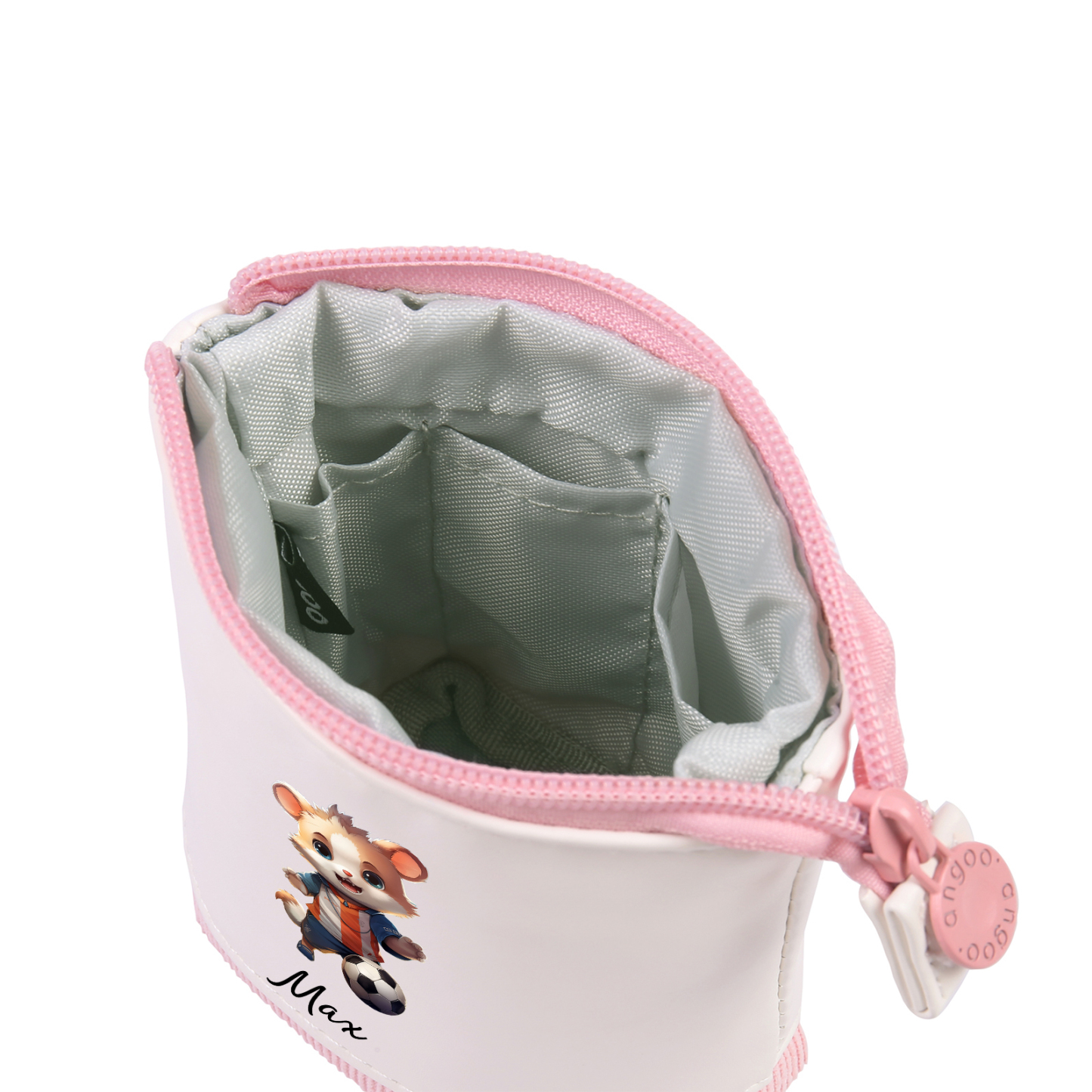 Estuche personalizado con nombre con diseños coloridos de fútbol para niños
