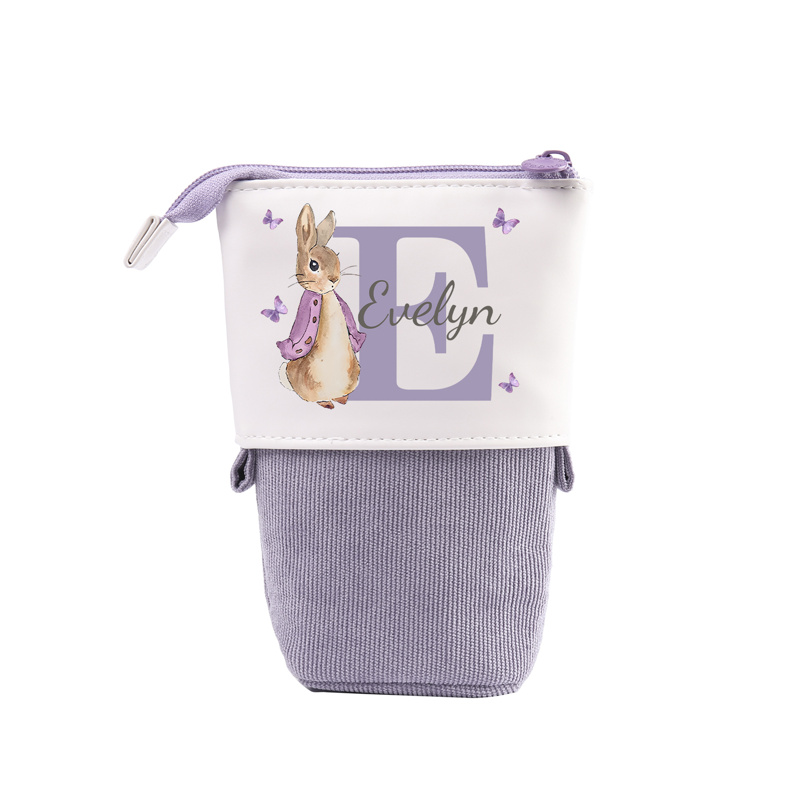 Estuche personalizado con nombre y letra con diseños coloridos para niños