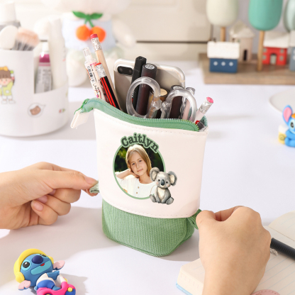 Estuche personalizado con nombre y foto con diseños coloridos de animales para niños