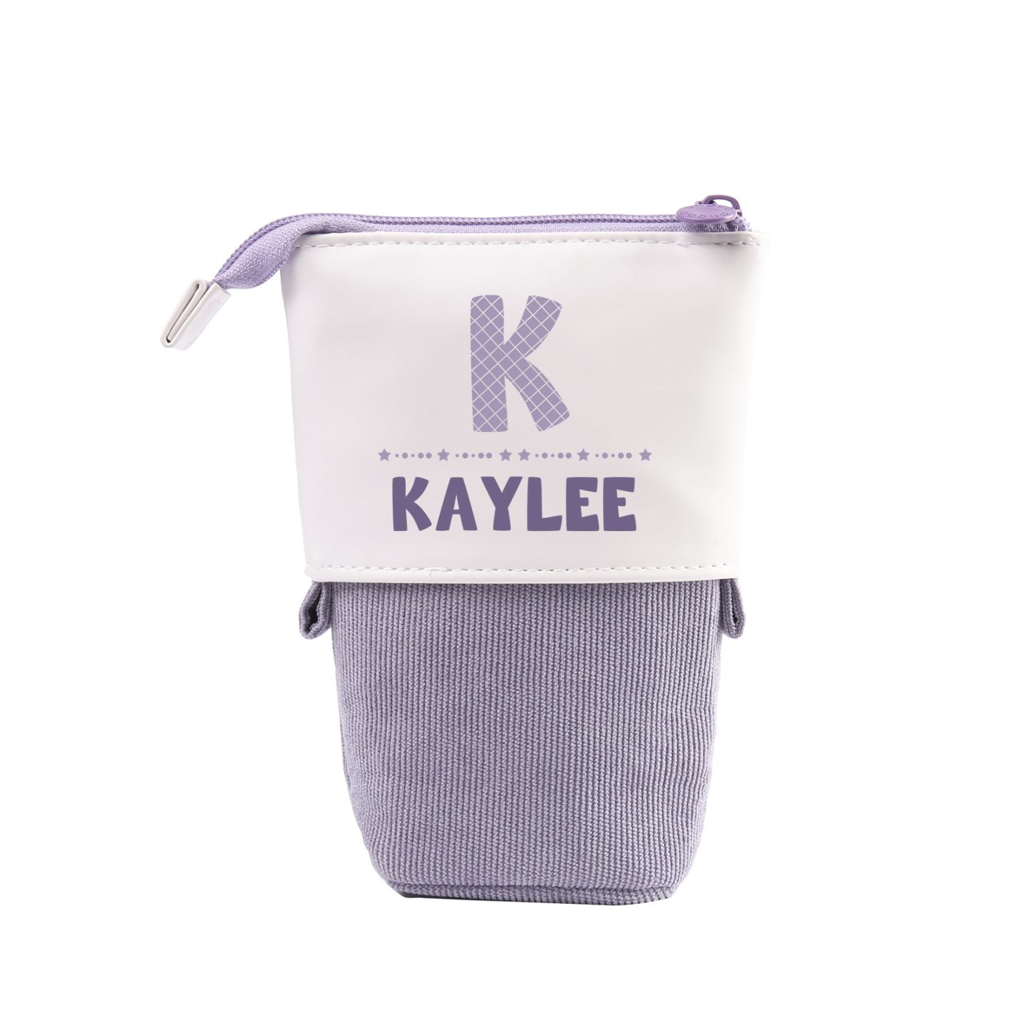 Estuche personalizado con nombre y letra con diseños coloridos para niños