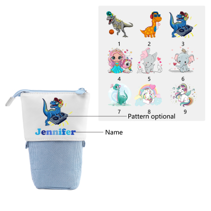 Estuche personalizado con nombre con diseños coloridos de animales para niños