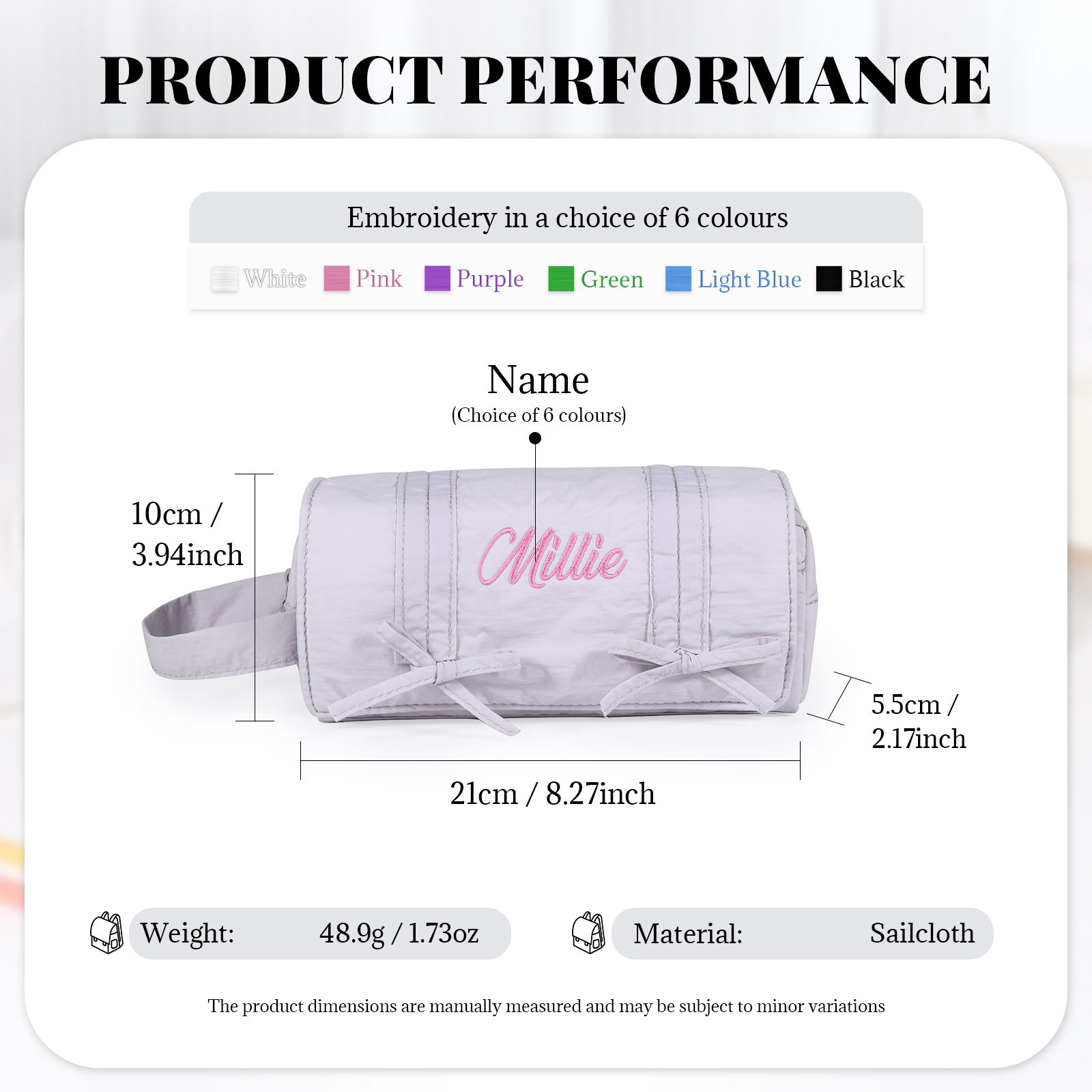 Estuche enrollable con lazos decorativos personalizado con 1 nombre bordado para niña | Jessemade