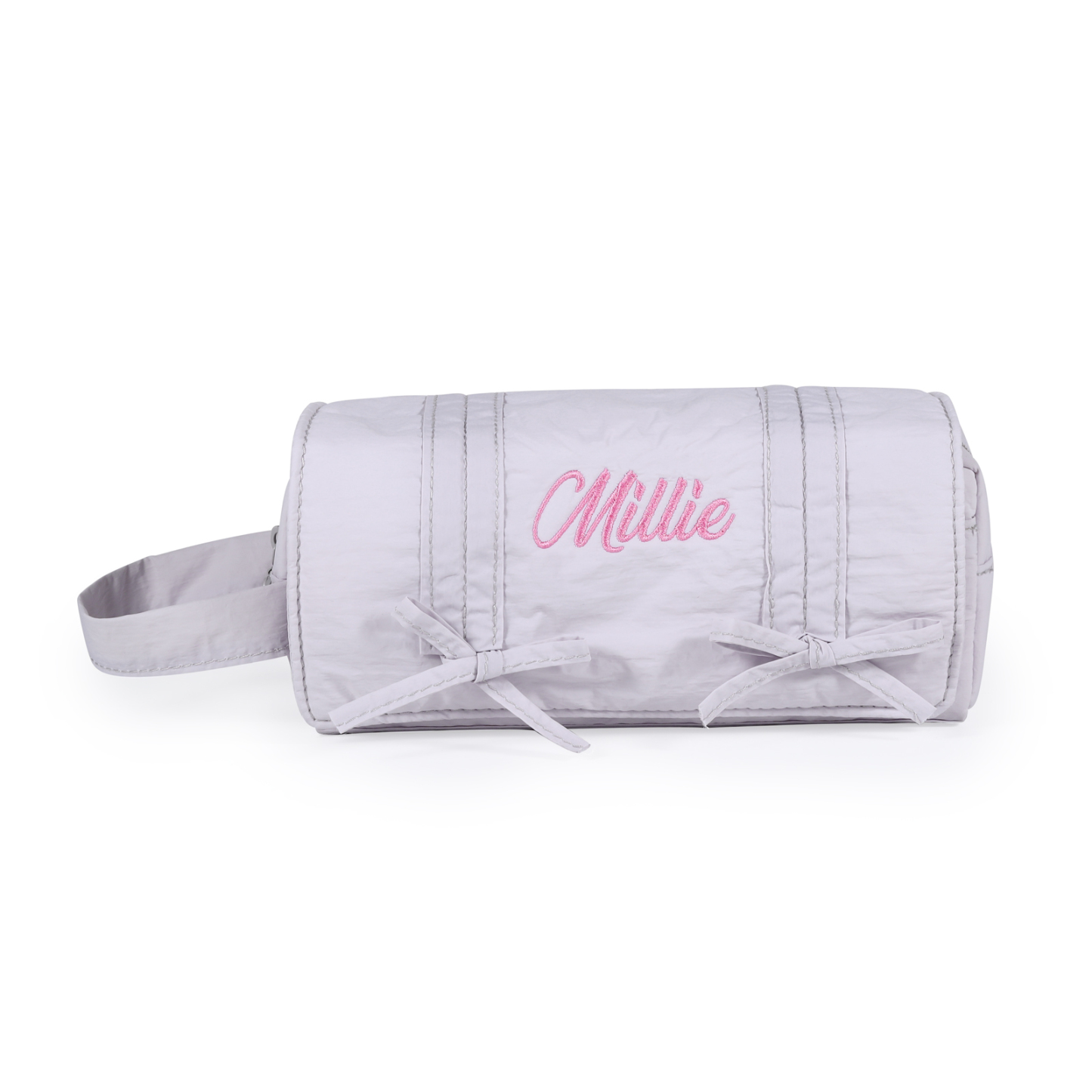 Estuche enrollable con lazos decorativos personalizado con 1 nombre bordado para niña | Jessemade