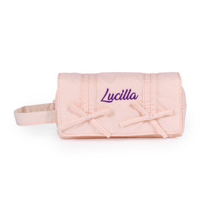 Estuche enrollable con lazos decorativos personalizado con 1 nombre bordado para niña | Jessemade