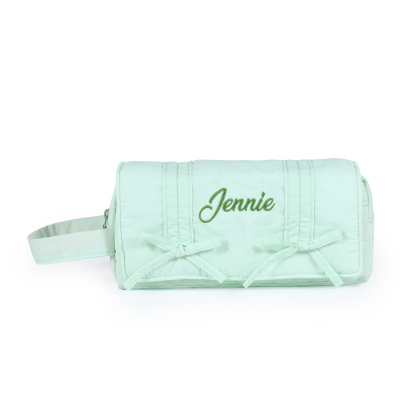 Estuche enrollable con lazos decorativos personalizado con 1 nombre bordado para niña | Jessemade