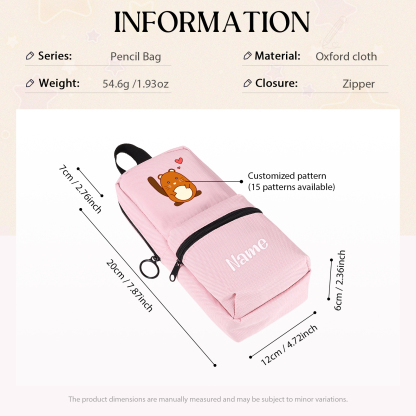 Estuche personalizado con 1 nombre con diseño colorido de animal seleccionado para niños | Jessemade