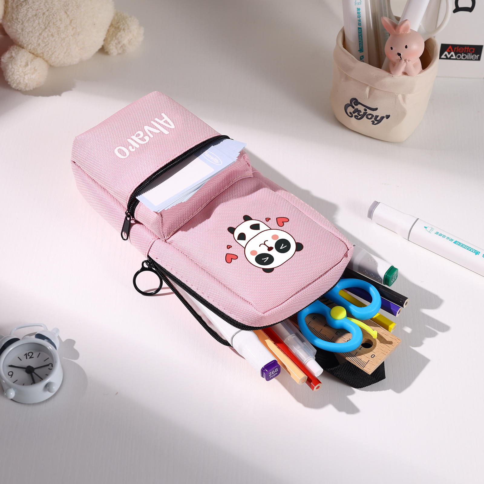 Estuche personalizado con 1 nombre con diseño colorido de animal seleccionado para niños | Jessemade