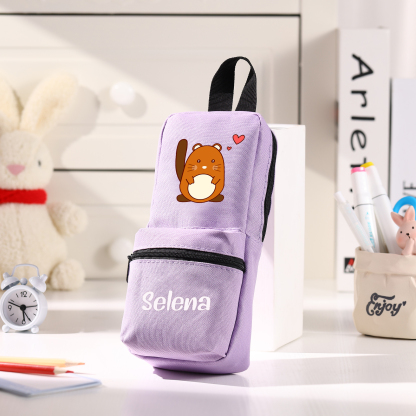 Estuche personalizado con 1 nombre con diseño colorido de animal seleccionado para niños | Jessemade
