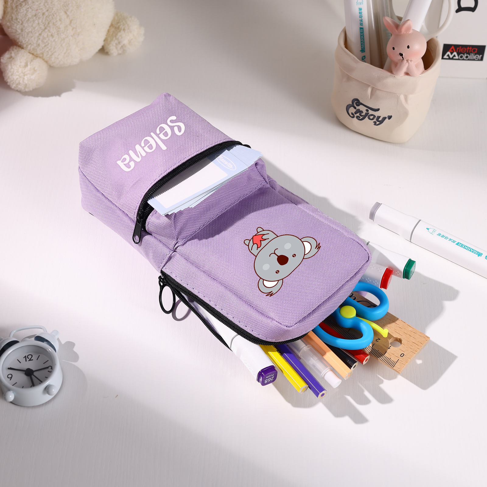 Estuche personalizado con 1 nombre con diseño colorido de animal seleccionado para niños | Jessemade