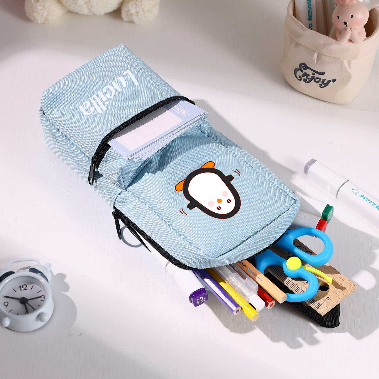 Estuche personalizado con 1 nombre con diseño colorido de animal seleccionado para niños | Jessemade