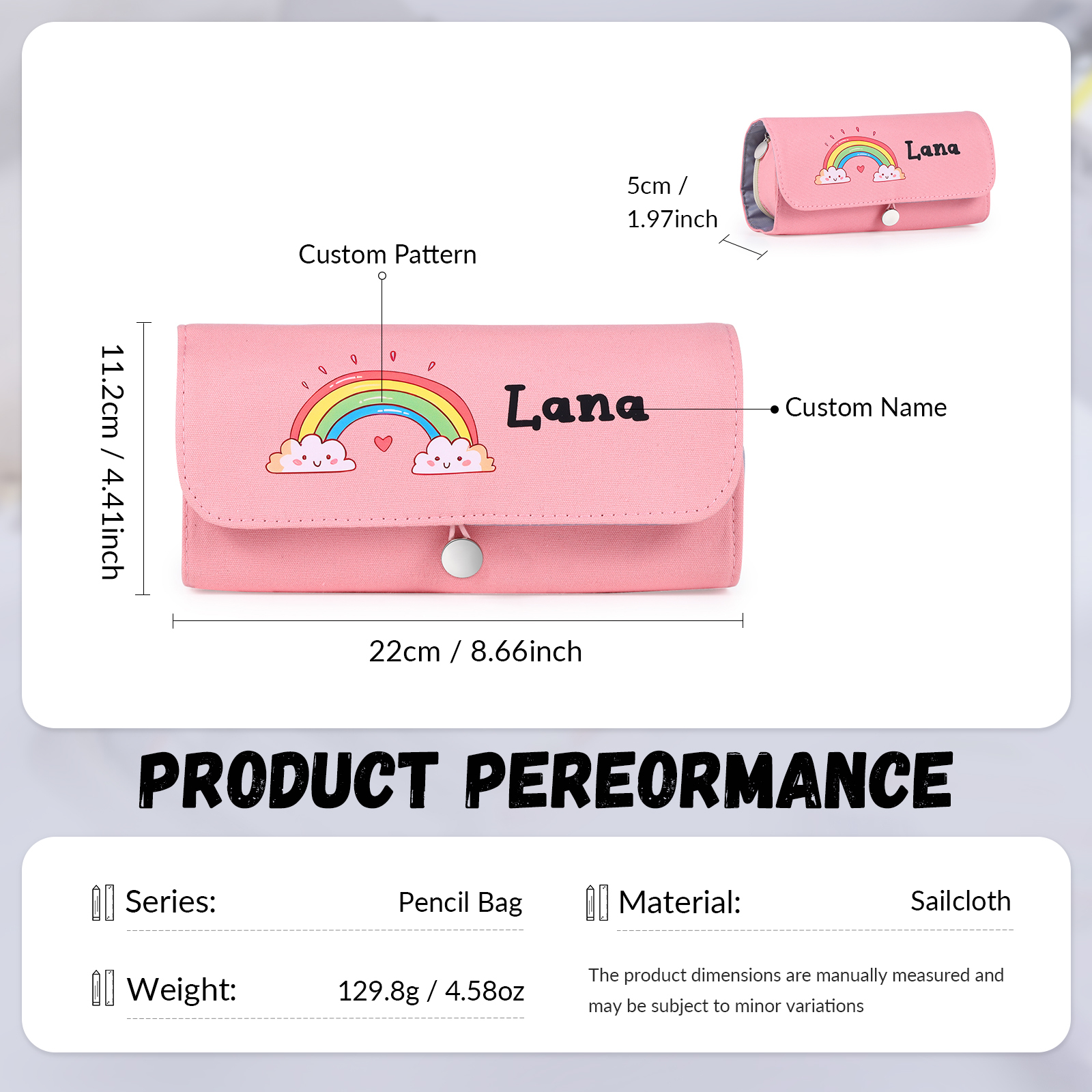 Estuche personalizado con 1 nombre con diseño colorido seleccionado para niños | Jessemade