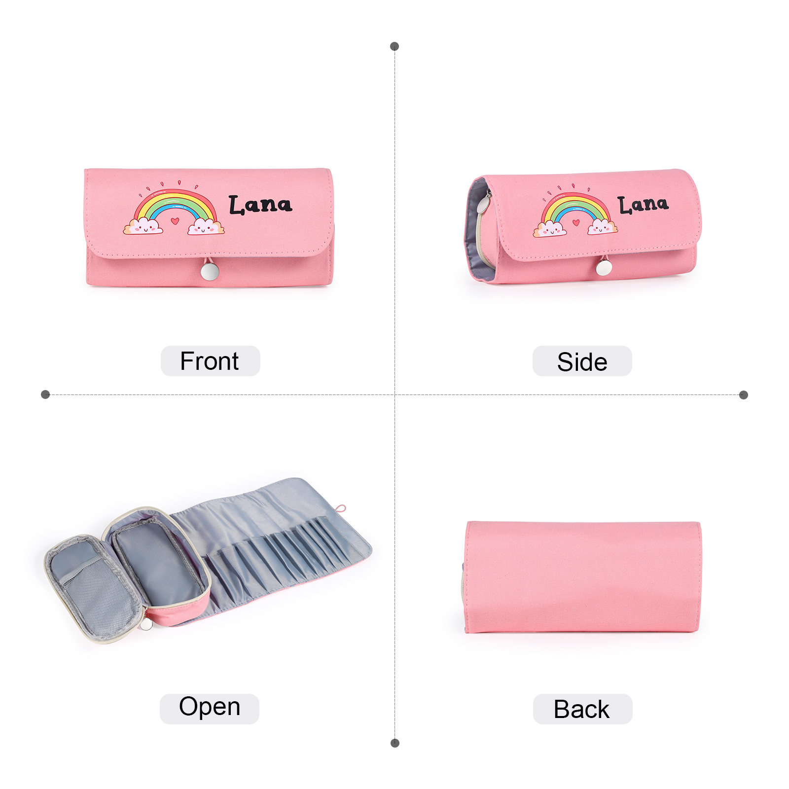 Estuche personalizado con 1 nombre con diseño colorido seleccionado para niños | Jessemade