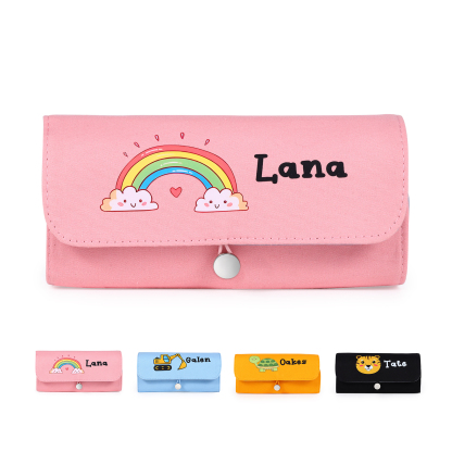 Estuche personalizado con 1 nombre con diseño colorido seleccionado para niños | Jessemade