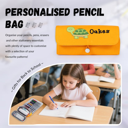 Estuche personalizado con 1 nombre con diseño colorido seleccionado para niños | Jessemade