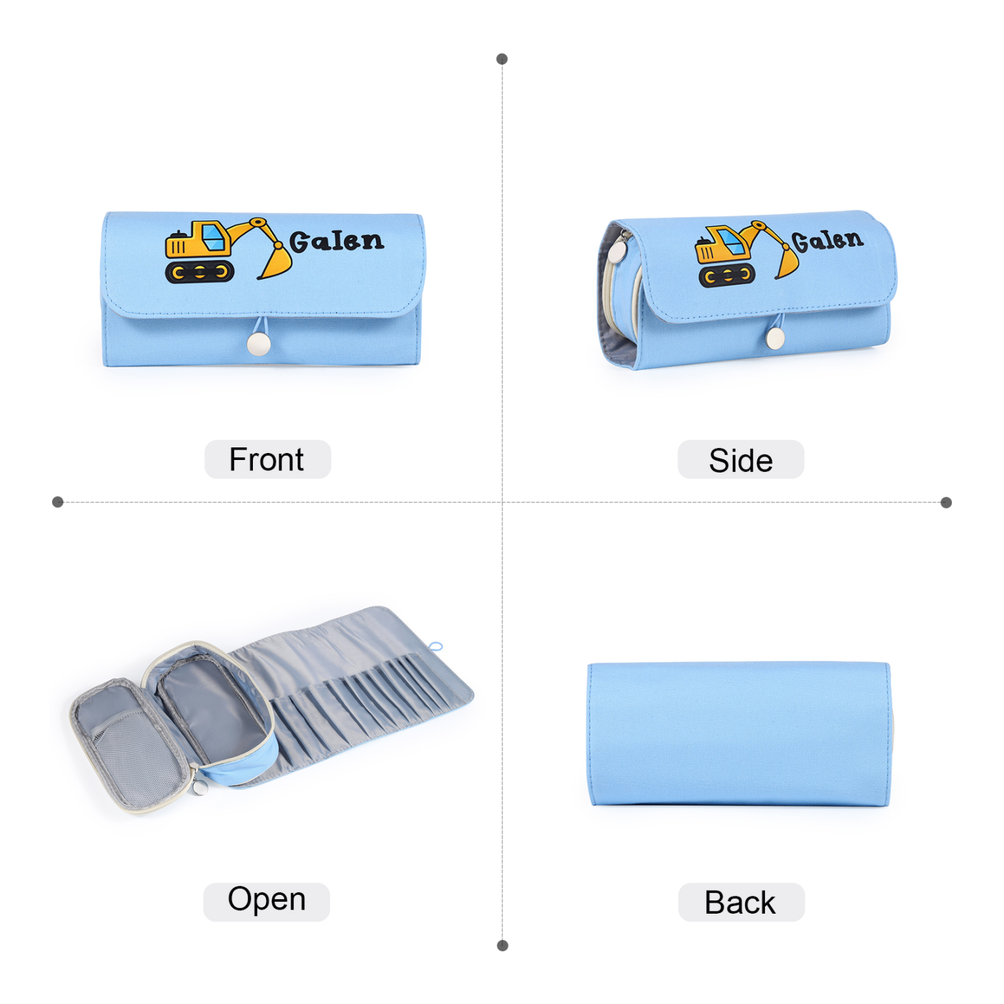 Estuche personalizado con 1 nombre con diseño colorido seleccionado para niños | Jessemade