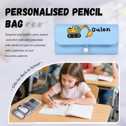 Estuche personalizado con 1 nombre con diseño colorido seleccionado para niños | Jessemade