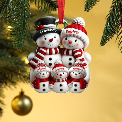 Adorno para el árbol de Navidad - Familia de muñecos de nieve personalizada con nombres