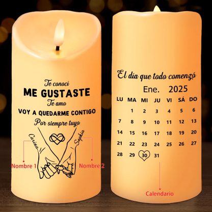Vela LED personalizada para pareja con 2 nombres