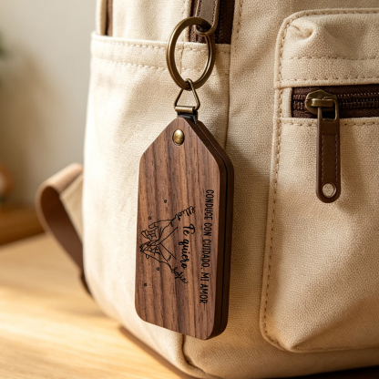 Llavero de Madera Personalizado con Promesa de Meñique y 2 Fotos