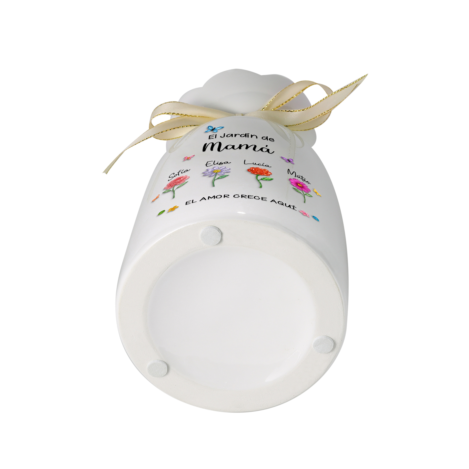 Florero personalizado «El jardín de mamá/abuela» con nombres y flores de los niños – decoración regalo Día de la Madre/de las Abuelas