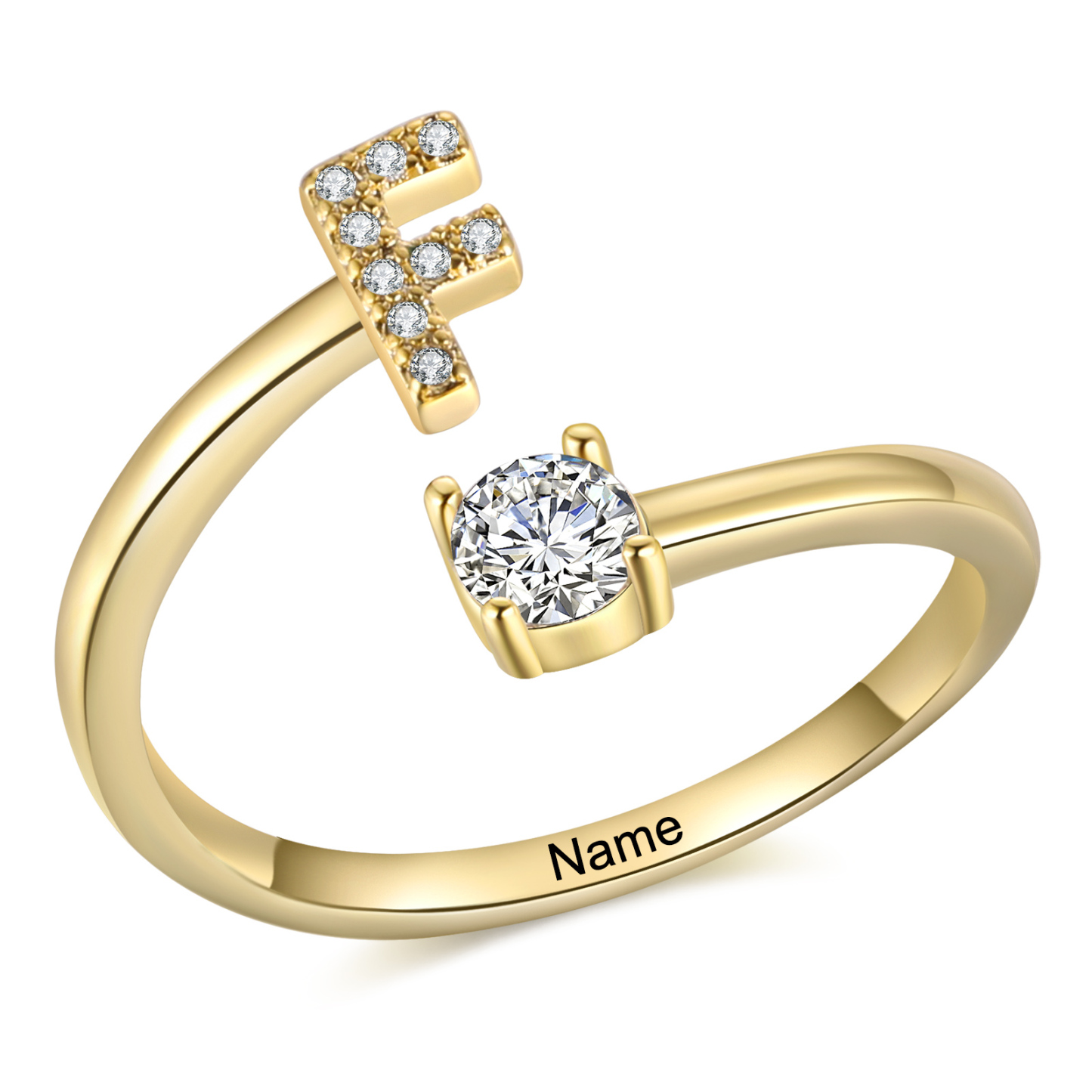 Anillo de letra personalizado con 1 nombre anillo ajustable para mujer | Jessemade