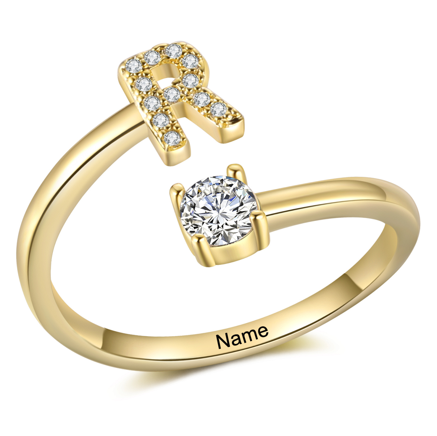Anillo de letra personalizado con 1 nombre anillo ajustable para mujer | Jessemade