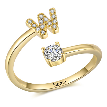 Anillo de letra personalizado con 1 nombre anillo ajustable para mujer | Jessemade