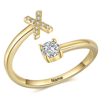 Anillo de letra personalizado con 1 nombre anillo ajustable para mujer | Jessemade